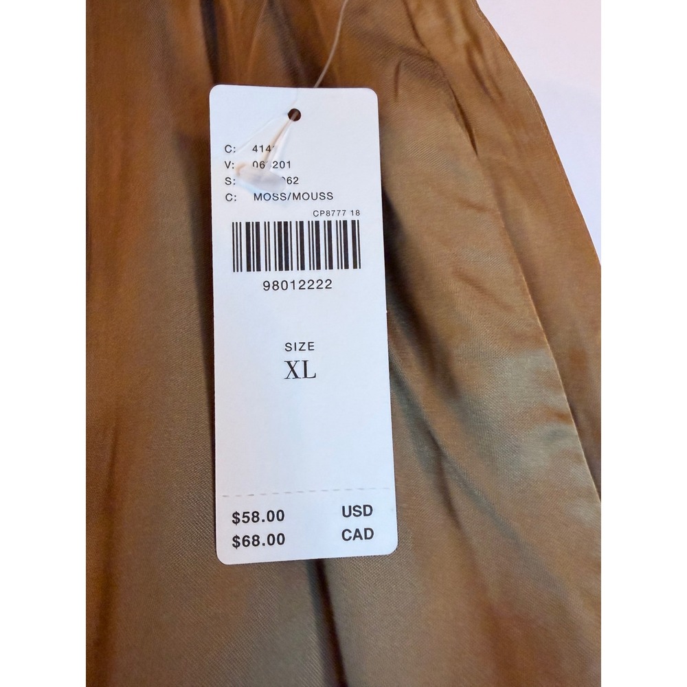 Anthropologie Moss Brown Satin Wide Leg Cropped Pants XL Paperbag Waist NEW - Picture 3 of 8